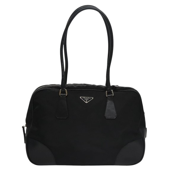 PRADA Shoulder Bag Nylon Leather Black Silver Auth 109083 - Picture 2 of 16